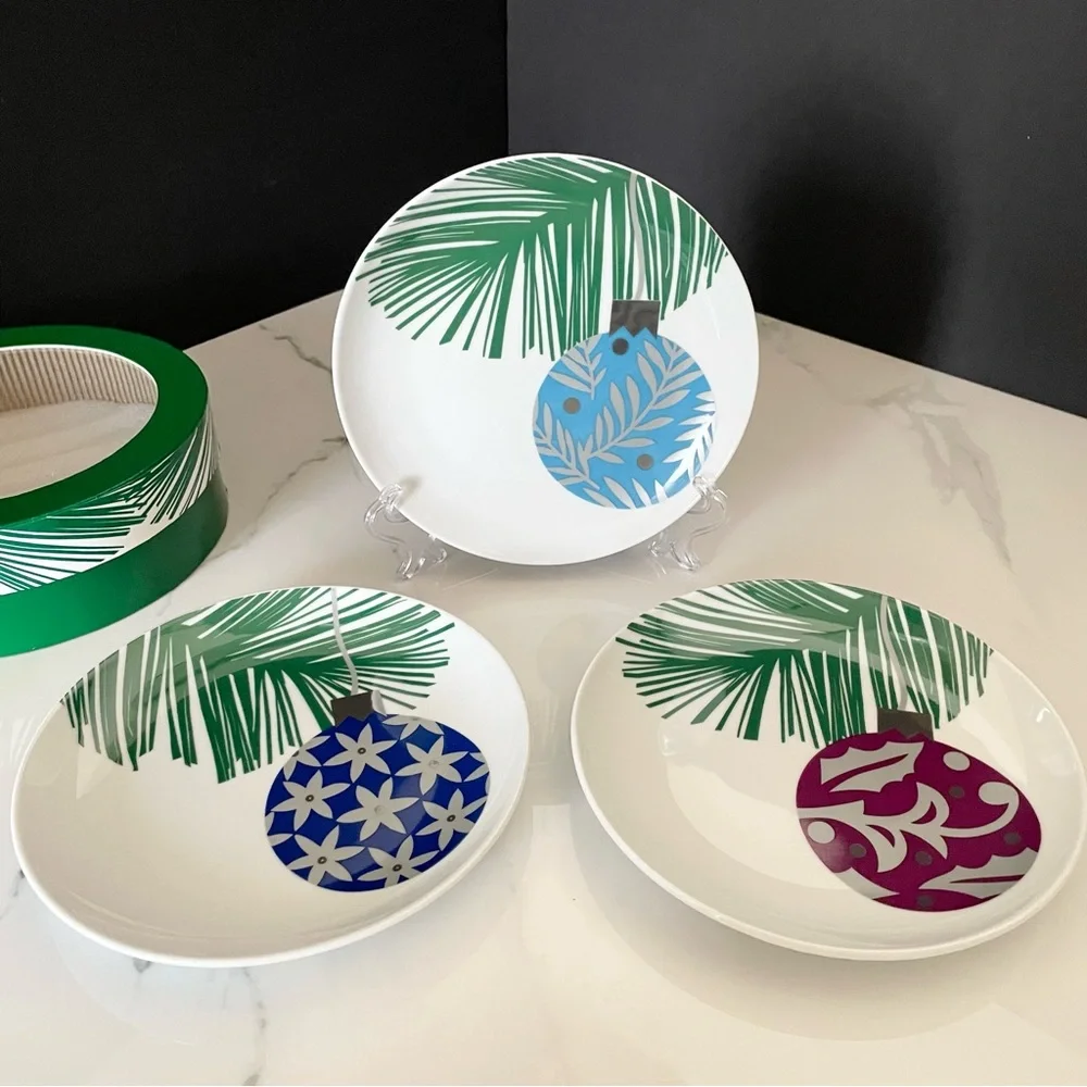 SET of 3 Ornament Appetizer/Dessert Plates by Crate&Barrel